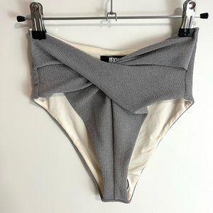 Beach Riot Women's High Bikini Bottoms Silver Sparkle XS NWOT